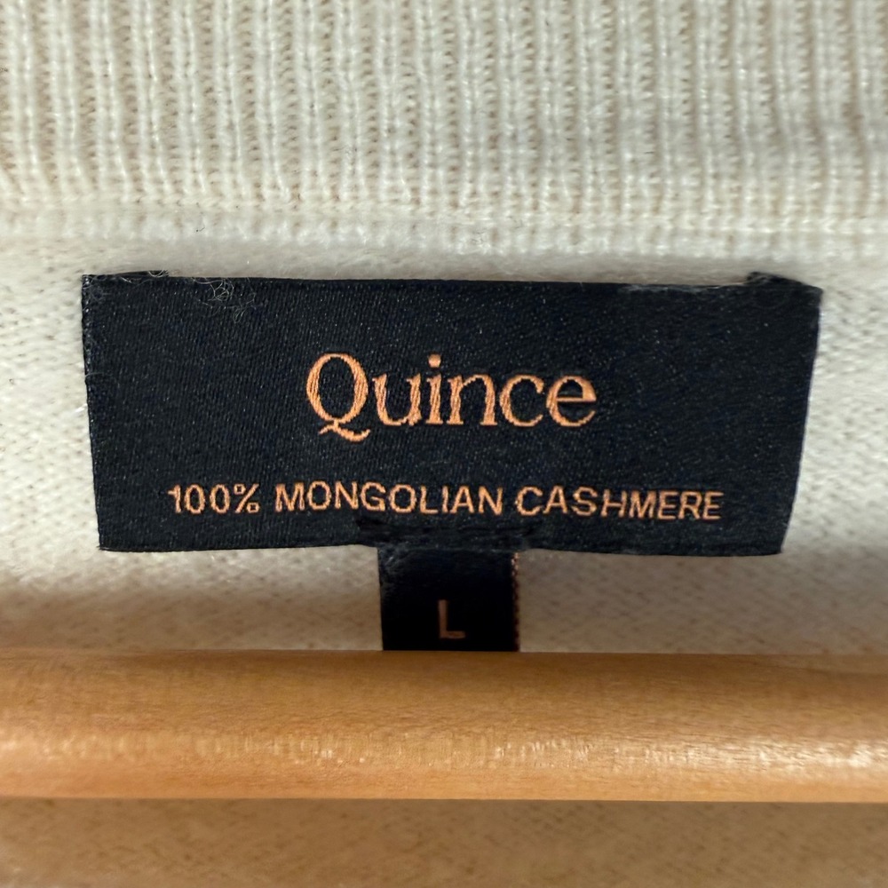 Quince Mongolian Cashmere Crewneck Sweater Womens Large Ivory Capsule Staple - Picture 3 of 7